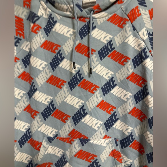 RARE Nike VTG 90s Multicolor NIKE Logo Pattern Hoodie Size M - Picture 4 of 6